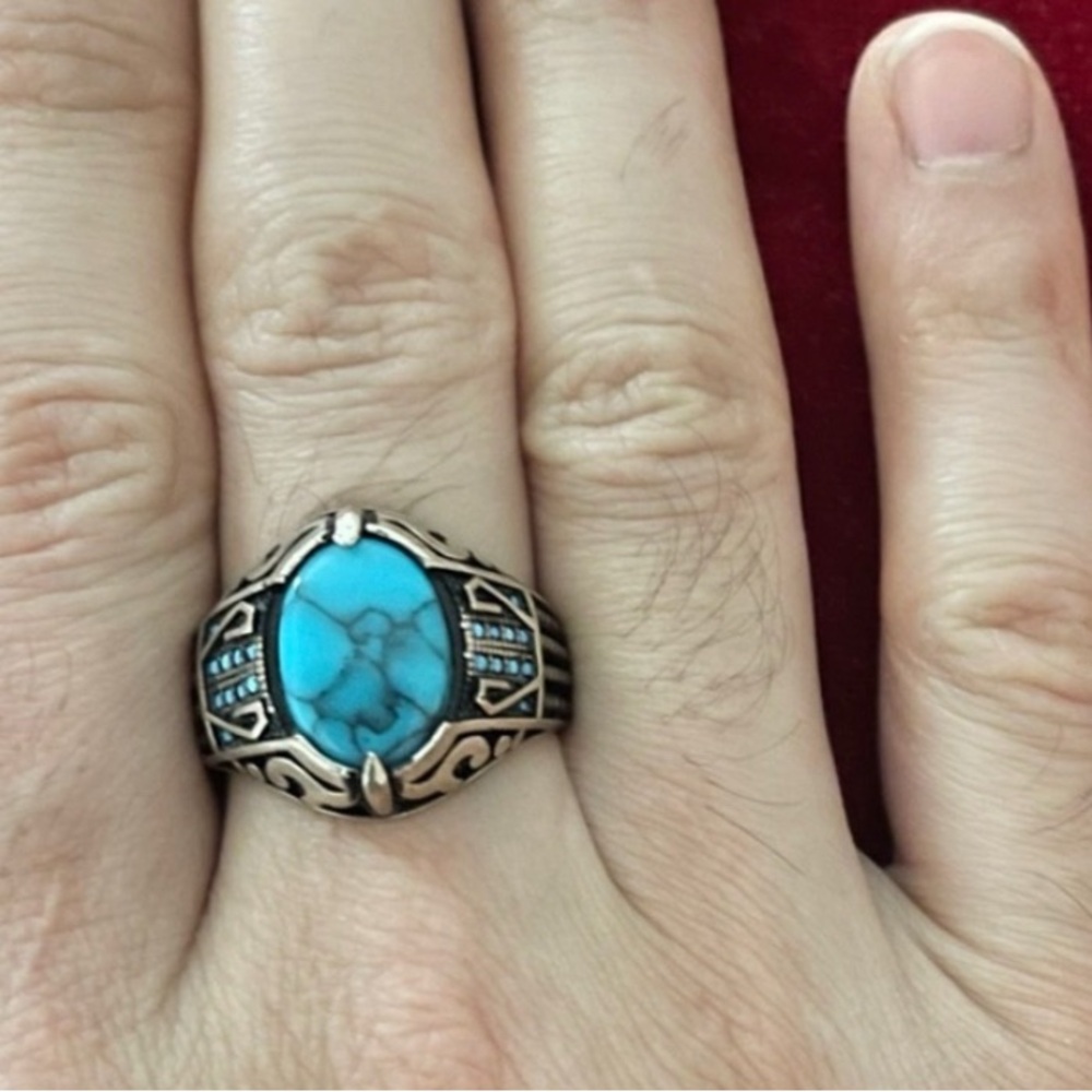 Sterling silver 925 Blue turquoise Ring